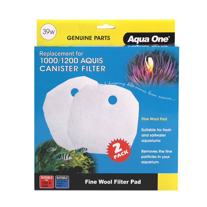 Aqua One Wool Pad 1000/1200 Aquis 2Pk 39w-Habitat Pet Supplies