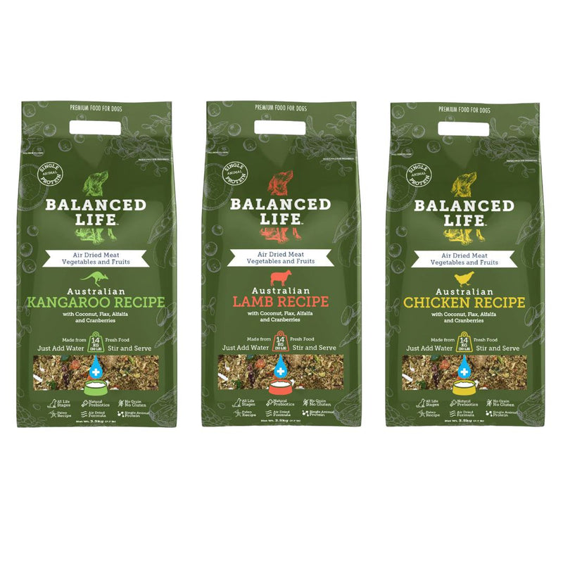 Balanced Life Dog Food Bundle Kangaroo, Chicken and Lamb 3.5kg x3-Habitat Pet Supplies