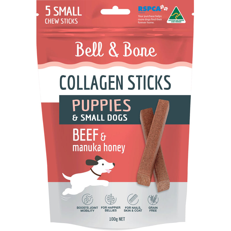 Bell and Bone Collagen Sticks Beef and Manuka Honey for Puppies 100g (+_+)-Habitat Pet Supplies