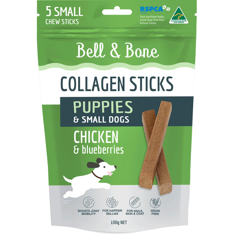 Bell and Bone Collagen Sticks Chicken and Blueberries for Puppies 100g (+_+)-Habitat Pet Supplies