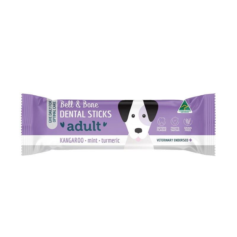 Bell and Bone Dental Stick Kangaroo Mint and Turmeric for Dogs 26g-Habitat Pet Supplies