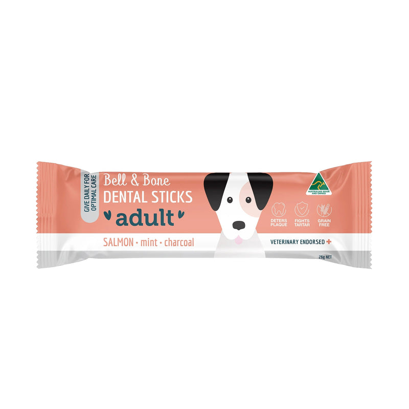Bell and Bone Dental Stick Salmon Mint and Charcoal for Dogs 26g (+_+)-Habitat Pet Supplies