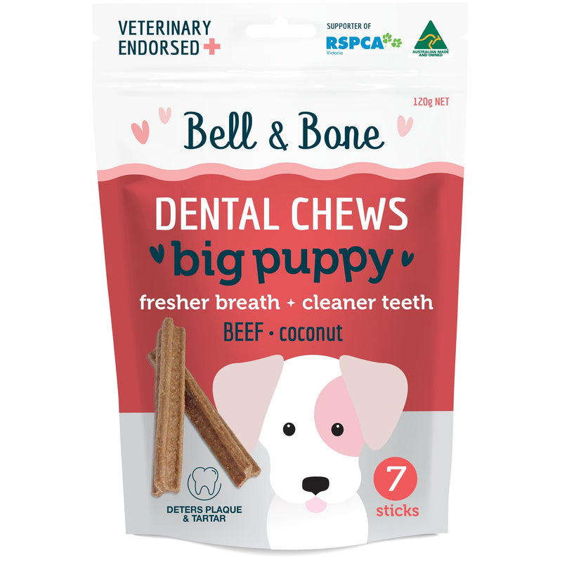 Bell and Bone Dental Sticks Beef for Big Puppies 120g (+_+)-Habitat Pet Supplies