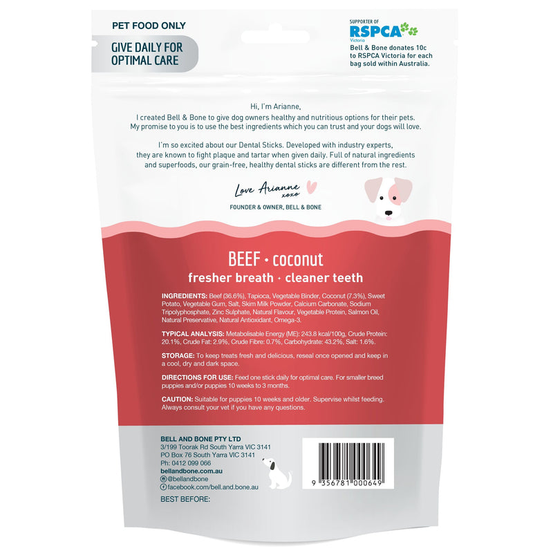 Bell and Bone Dental Sticks Beef for Small Puppies 80g (+_+)