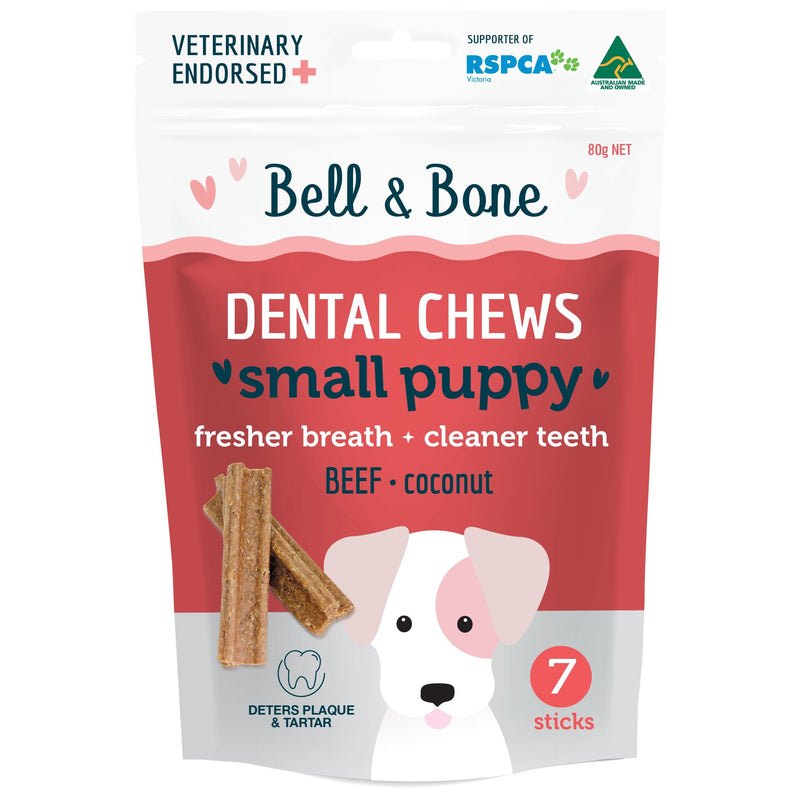 Bell and Bone Dental Sticks Beef for Small Puppies 80g (+_+)-Habitat Pet Supplies