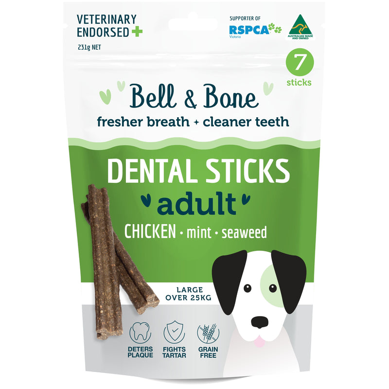 Bell and Bone Dental Sticks Chicken Mint and Seaweed for Large Dogs 231g (+_+)-Habitat Pet Supplies