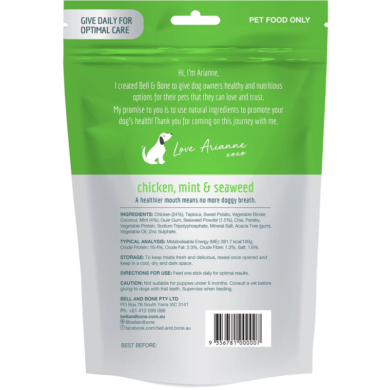 Bell and Bone Dental Sticks Chicken Mint and Seaweed for Small Dogs 126g (+_+)