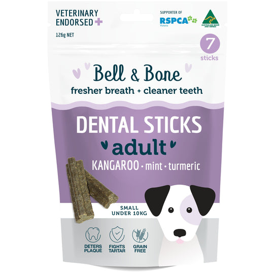 Bell and Bone Dental Sticks Kangaroo Mint and Turmeric for Small Dogs 126g