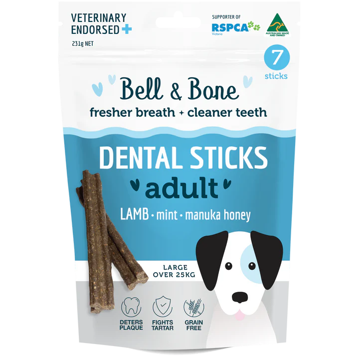 Bell and Bone Dental Sticks Lamb Mint and Manuka Honey for Large Dogs 231g (+_+)-Habitat Pet Supplies