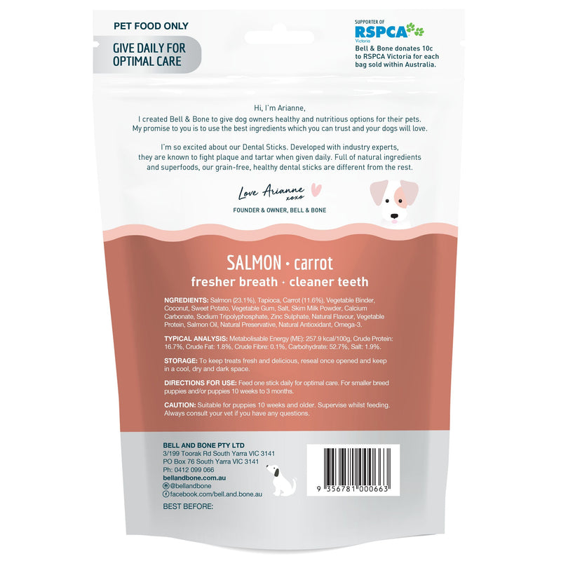 Bell and Bone Dental Sticks Salmon for Small Puppies 80g (+_+)