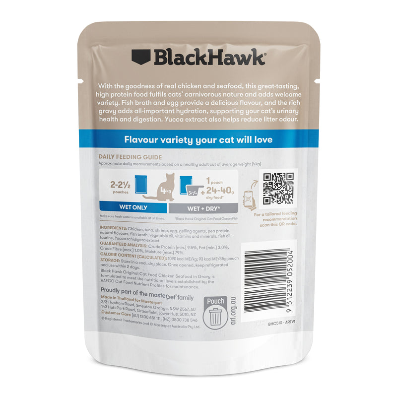 Black Hawk Chicken and Seafood in Gravy Cat Wet Food 85g