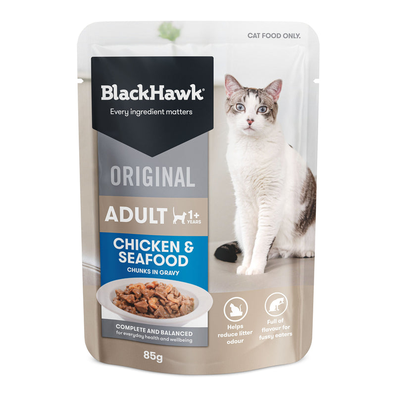 Black Hawk Chicken and Seafood in Gravy Cat Wet Food 85g-Habitat Pet Supplies