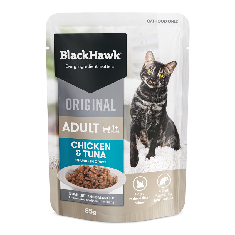 Black Hawk Chicken and Tuna in Gravy Cat Wet Food 85gx12 ^._.^