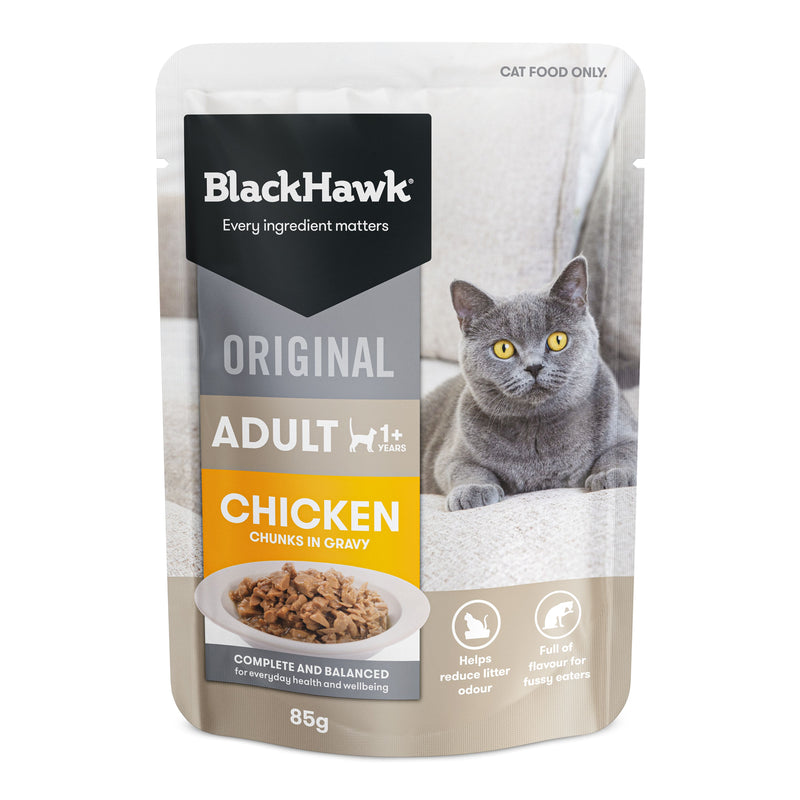 Black Hawk Chicken in Gravy Cat Wet Food 85gx12 ^._.^