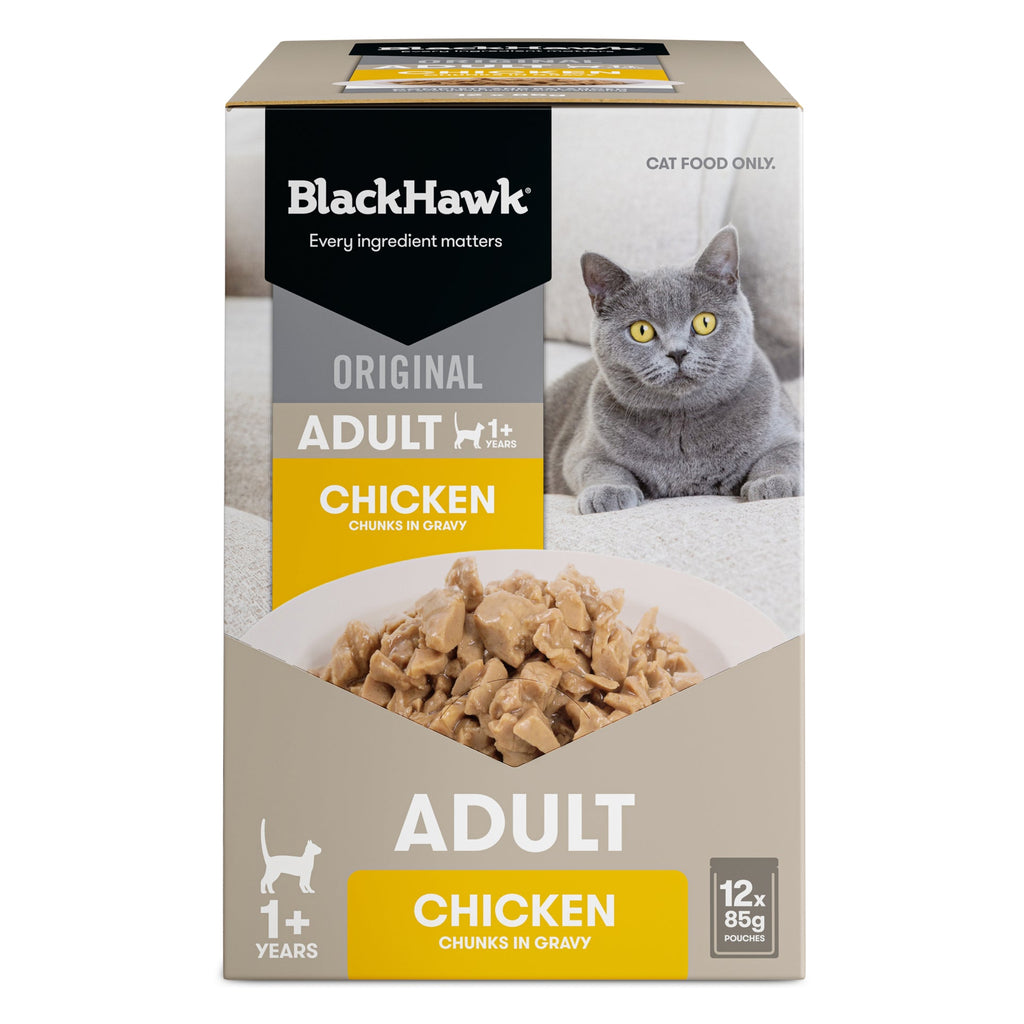 Black Hawk Chicken in Gravy Cat Wet Food 85gx12-Habitat Pet Supplies