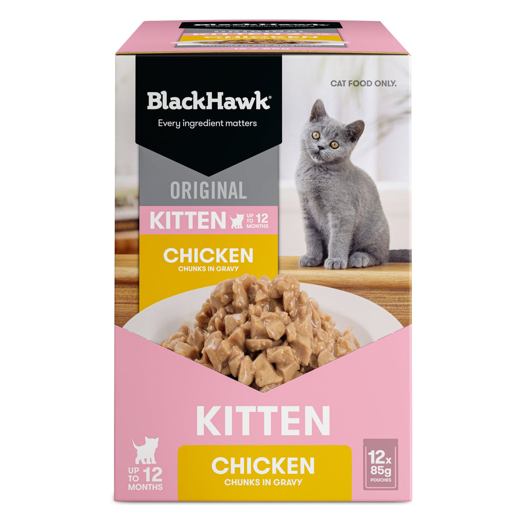 Black Hawk Chicken in Gravy Kitten Wet Food 85gx12-Habitat Pet Supplies