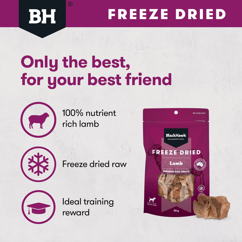 Black Hawk Freeze Dried Lamb Dog Treats 50g