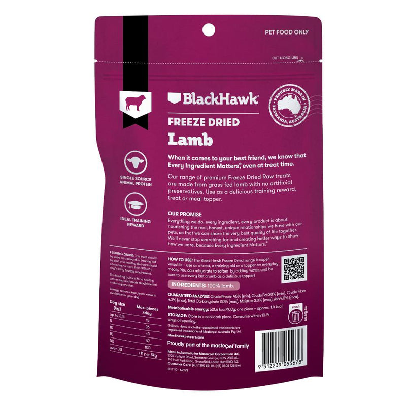 Black Hawk Freeze Dried Lamb Dog Treats 50g