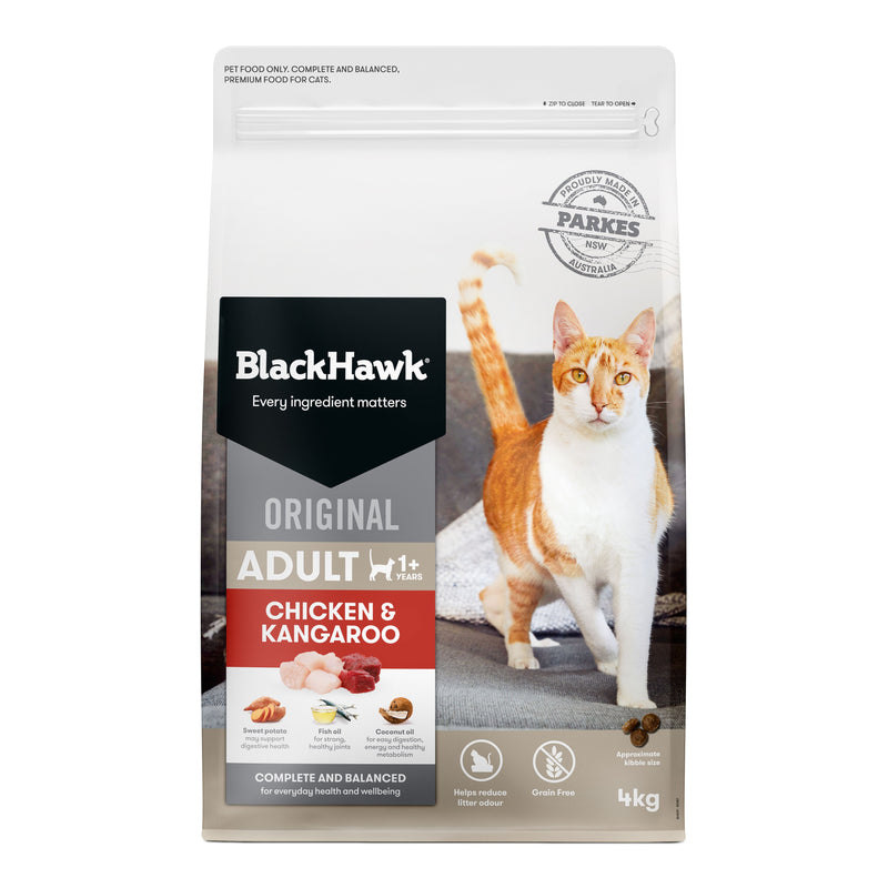 Black Hawk Grain Free Chicken and Kangaroo Cat Dry Food 4kg Habitat Pet Supplies