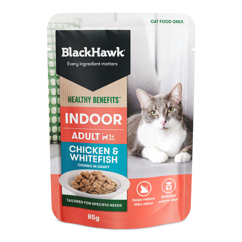 Black Hawk Healthy Benefits Indoor Cat Wet Food 85gx12