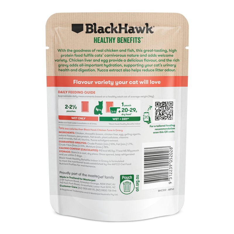 Black Hawk Healthy Benefits Indoor Cat Wet Food 85gx12 ^._.^