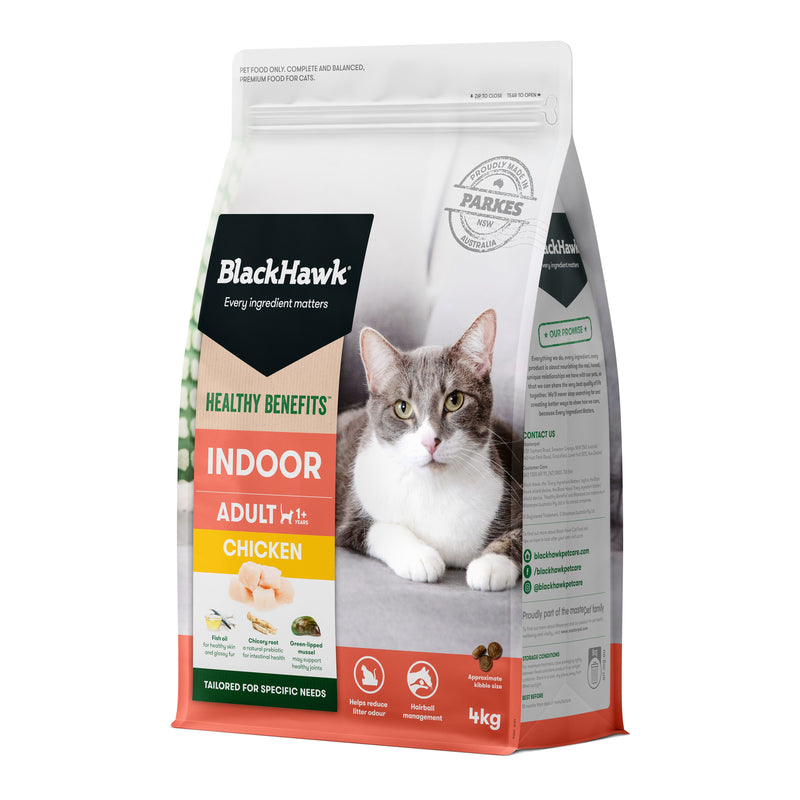 Black Hawk Healthy Benefits Indoor Chicken Cat Dry Food 4kg