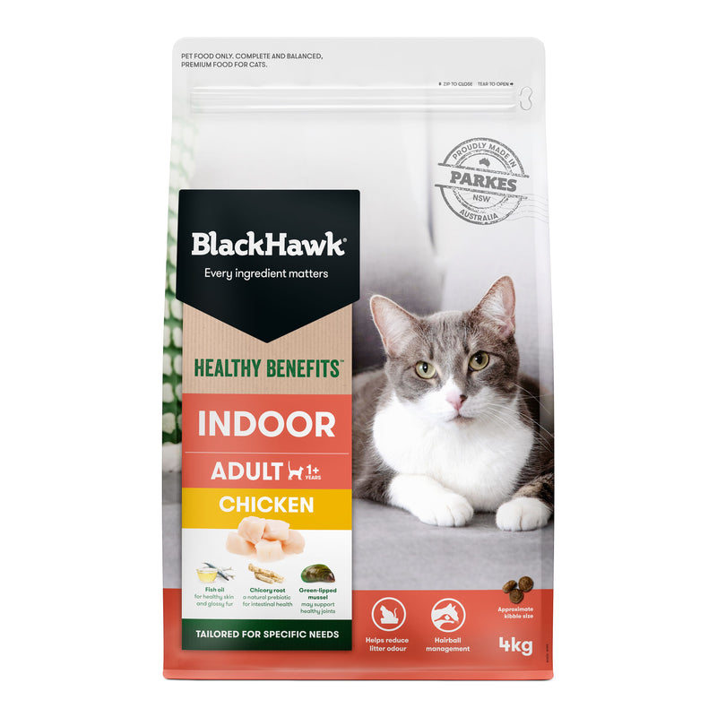 Black Hawk Healthy Benefits Indoor Chicken Cat Dry Food 4kg-Habitat Pet Supplies