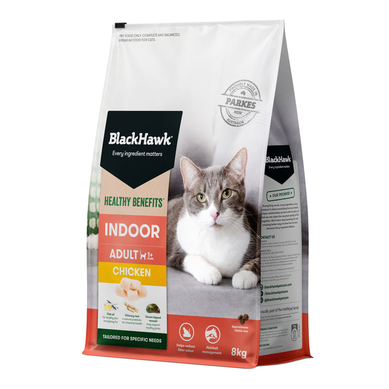 Black Hawk Healthy Benefits Indoor Chicken Cat Dry Food 8kg