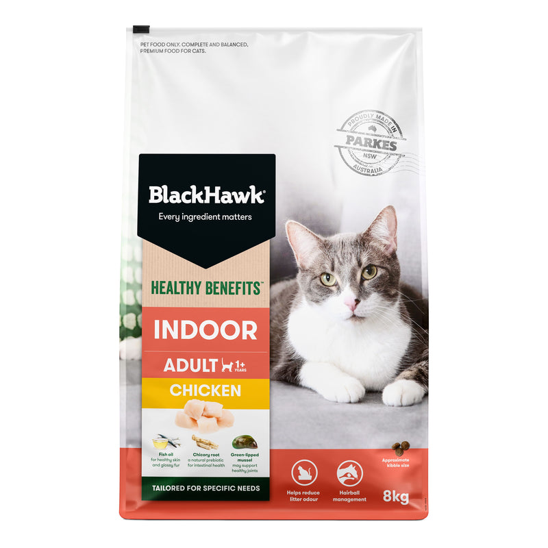 Black Hawk Healthy Benefits Indoor Chicken Cat Dry Food 8kg-Habitat Pet Supplies