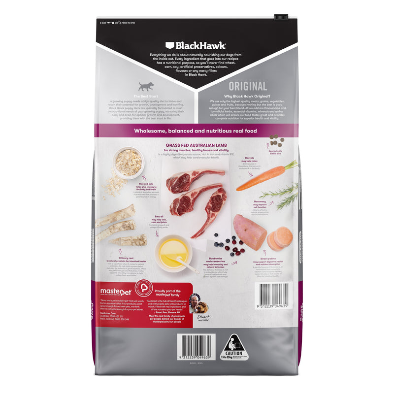 Black Hawk Lamb and Rice Medium Breed Puppy Dry Dog Food 20kg
