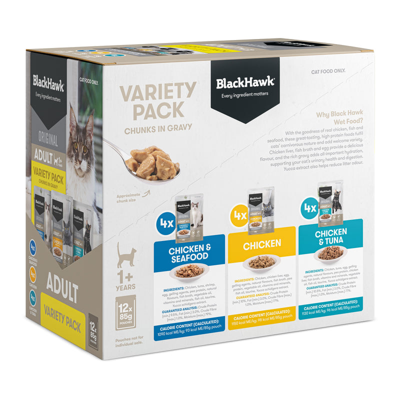 Black Hawk Variety Pack Cat Wet Food 85g x 12