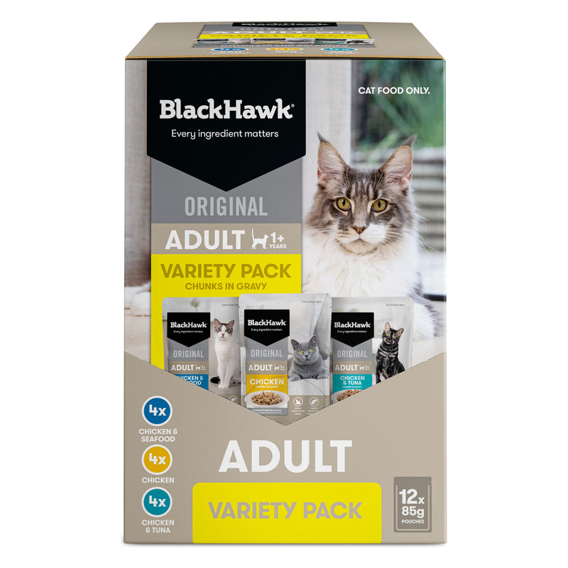 Black Hawk Variety Pack Cat Wet Food 85g x 12-Habitat Pet Supplies