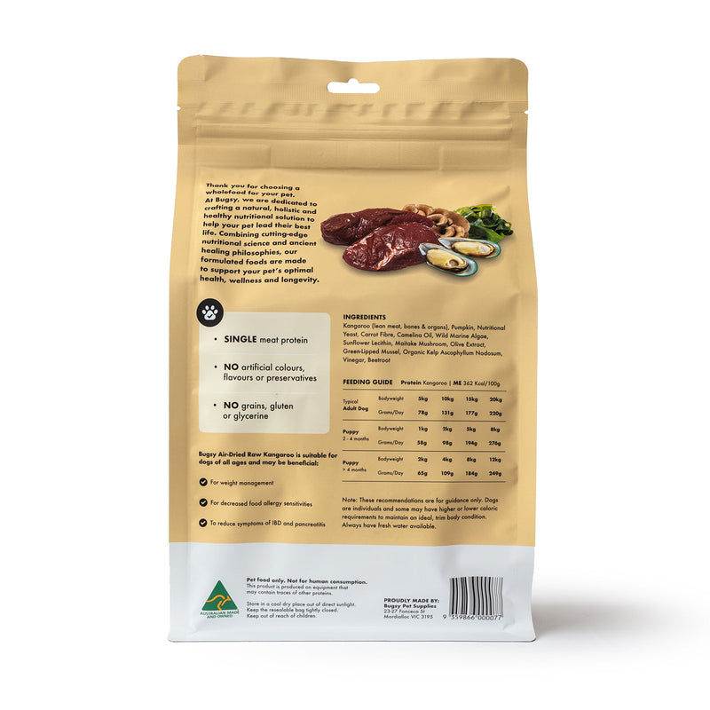 Bugsy Kangaroo Air Dried Raw Dog Food 1.1kg