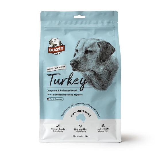 Bugsy Turkey Air Dried Raw Dog Food 1.1kg ^._.^