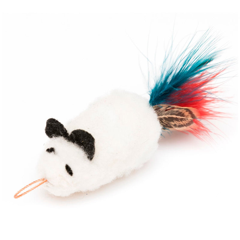 Cat Lures Interactive Replacement Wooly Feather Mouse Cat Toy-Habitat Pet Supplies