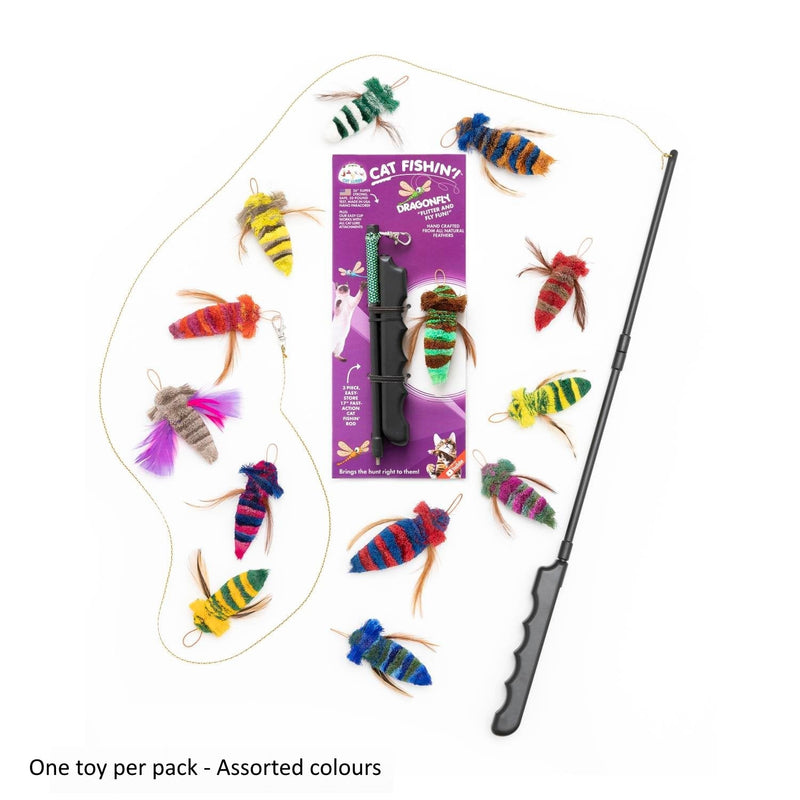 Cat Lures Interactive Teaser Fishin Rod Dragonfly Cat Toy