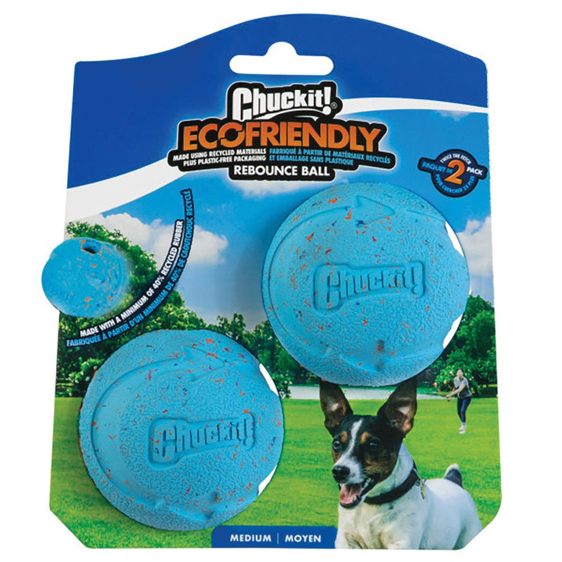 Chuckit Rebounce Recycled Rubber Ball Medium Dog Toy 2 Pack-Habitat Pet Supplies