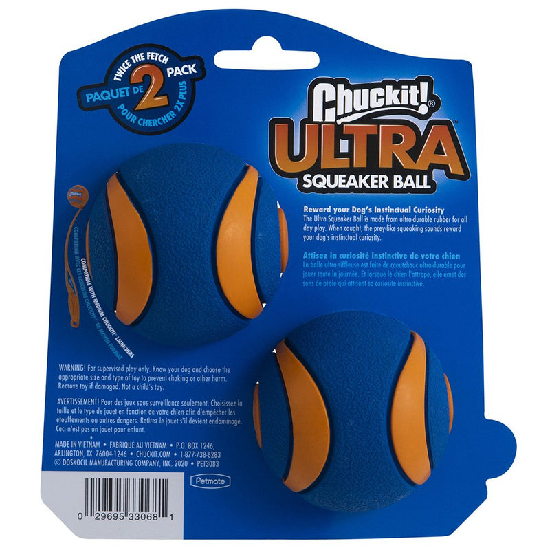 Chuckit Ultra Squeaker Ball Medium Dog Toy 2 Pack
