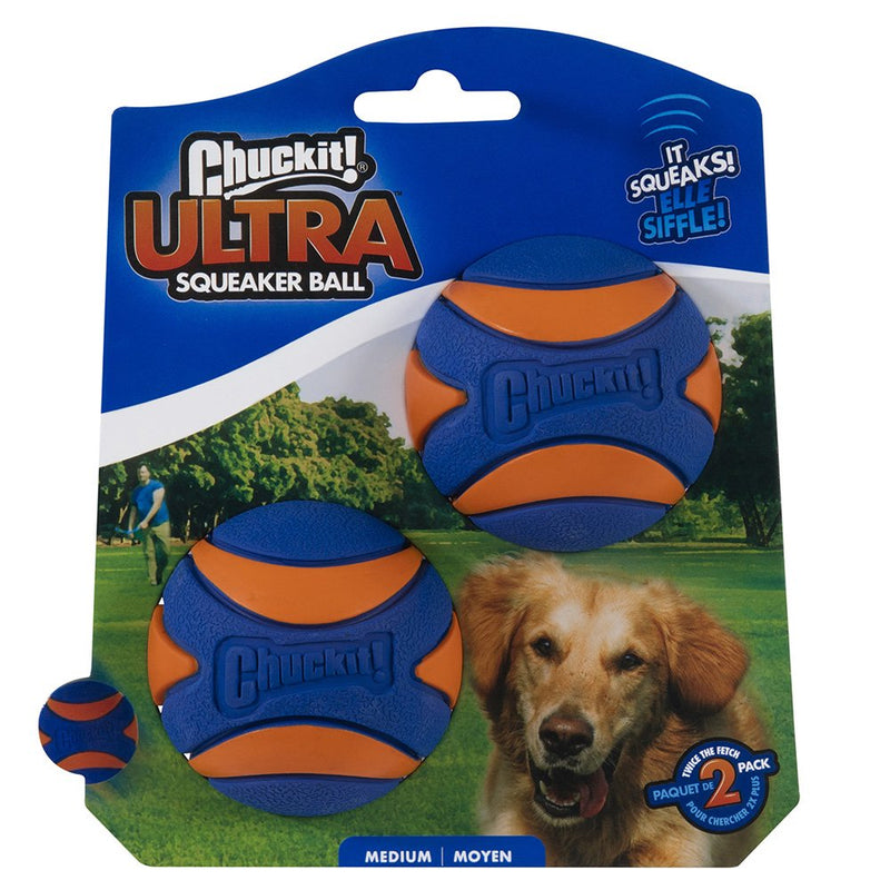 Chuckit Ultra Squeaker Ball Medium Dog Toy 2 Pack-Habitat Pet Supplies