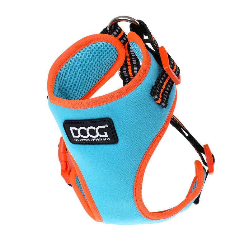 DOOG Neoflex Neoprene Beethoven Neon Blue and Orange Dog Harness Extra Small (+_+)