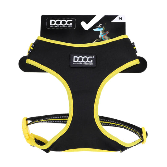 DOOG Neoflex Neoprene Bolt Neon Black and Yellow Dog Harness Extra Small