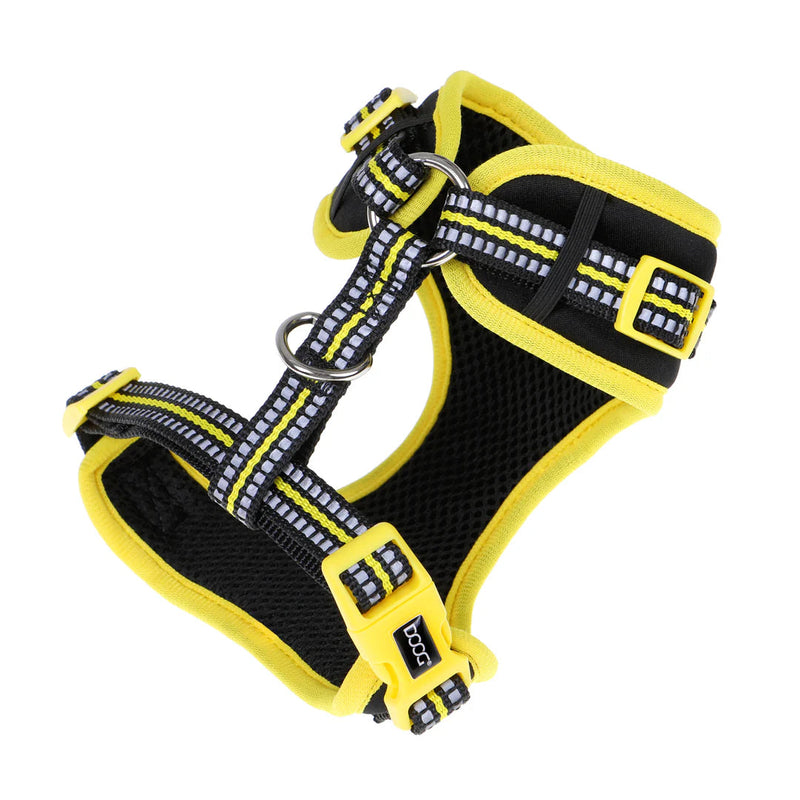 DOOG Neoflex Neoprene Bolt Neon Black and Yellow Dog Harness Large (+_+)