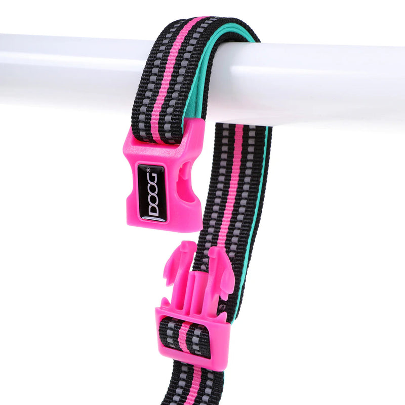 DOOG Neoprene Clip It Rin Tin Tin Neon Teal and Pink Adjustable Dog Lead Extra Large (+_+)