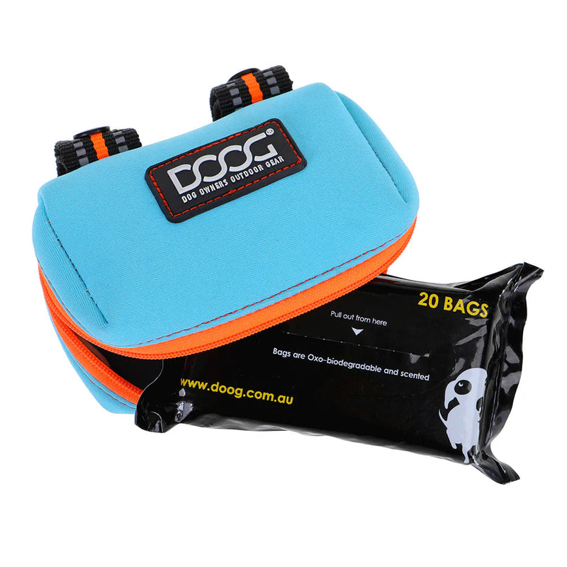 DOOG Walkie Pouch Beethoven Neon Blue and Orange Neoprene Poo Bag Holder (+_+)