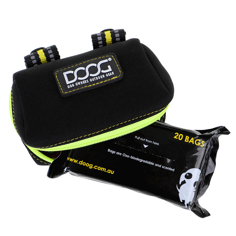 DOOG Walkie Pouch Bolt Neon Black and Yellow Neoprene Poo Bag Holder (+_+)
