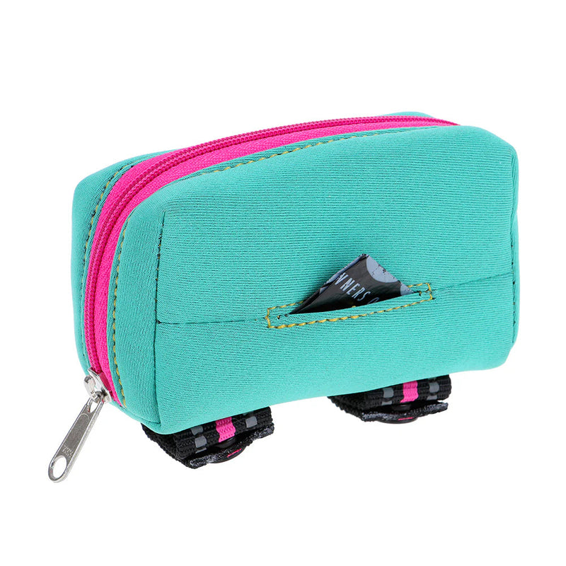 DOOG Walkie Pouch Neon Rin Tin Tin Teal and Pink Neoprene Poo Bag Holder (+_+)