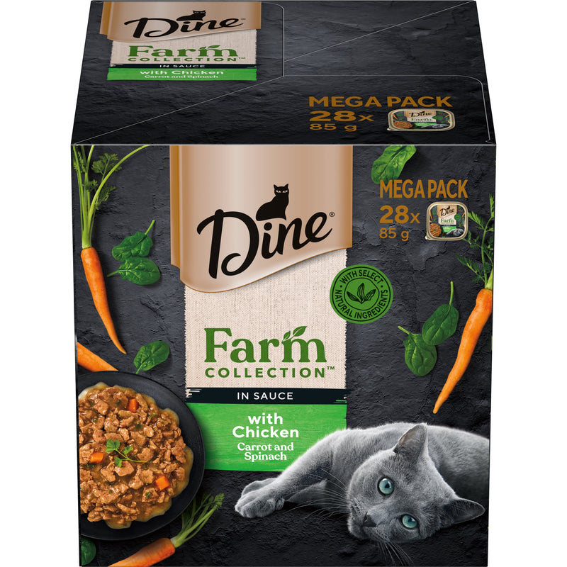 Dine Farm Collection Chicken Carrot and Spinach Adult Cat Wet Food 85g x 28-Habitat Pet Supplies