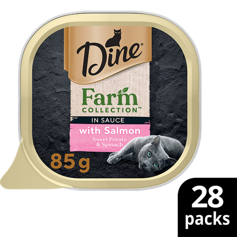 Dine Farm Collection Salmon Sweet Potato and Spinach Adult Cat Wet Food 85g x 28