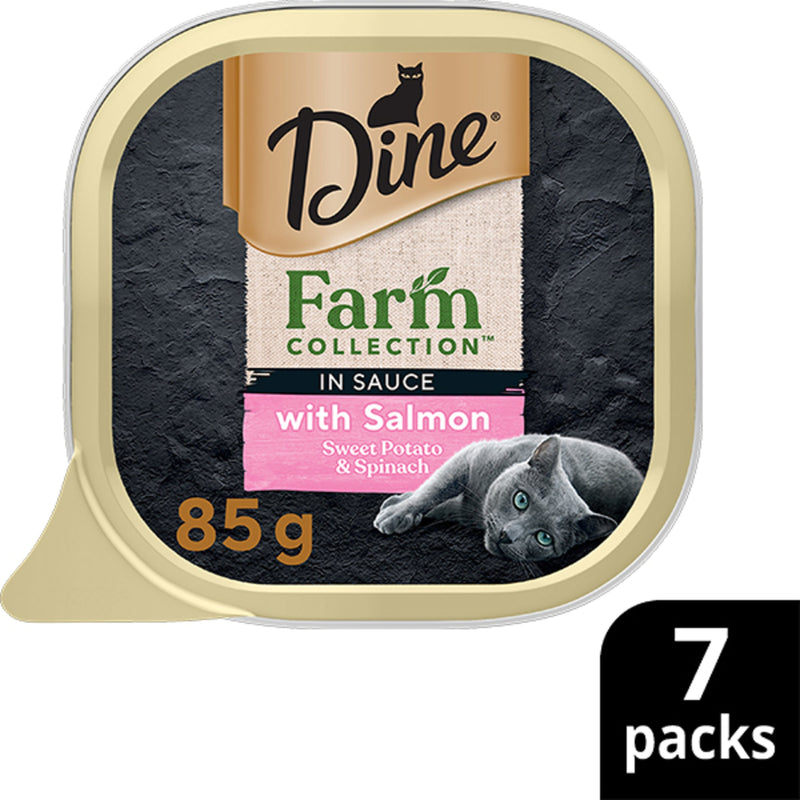 Dine Farm Collection Salmon Sweet Potato and Spinach Adult Cat Wet Food 85g x 7