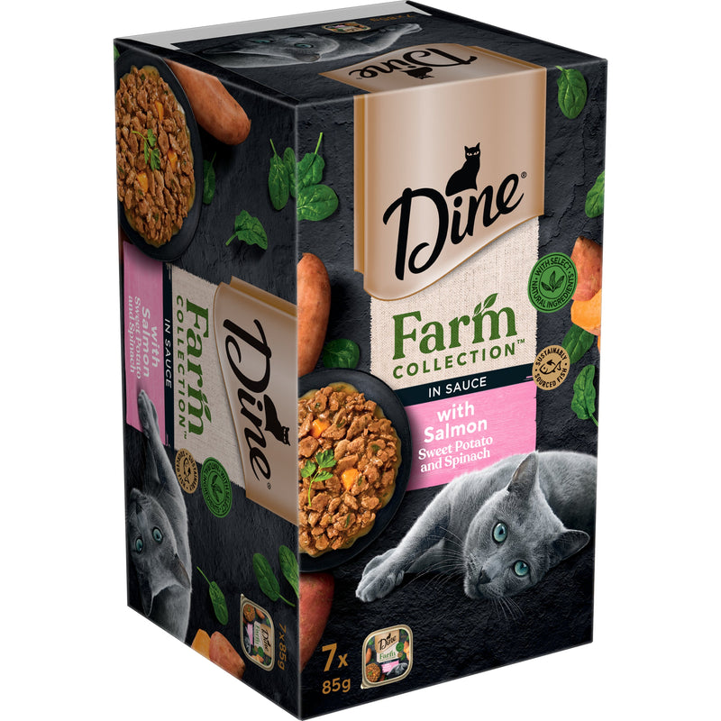 Dine Farm Collection Salmon Sweet Potato and Spinach Adult Cat Wet Food 85g x 7